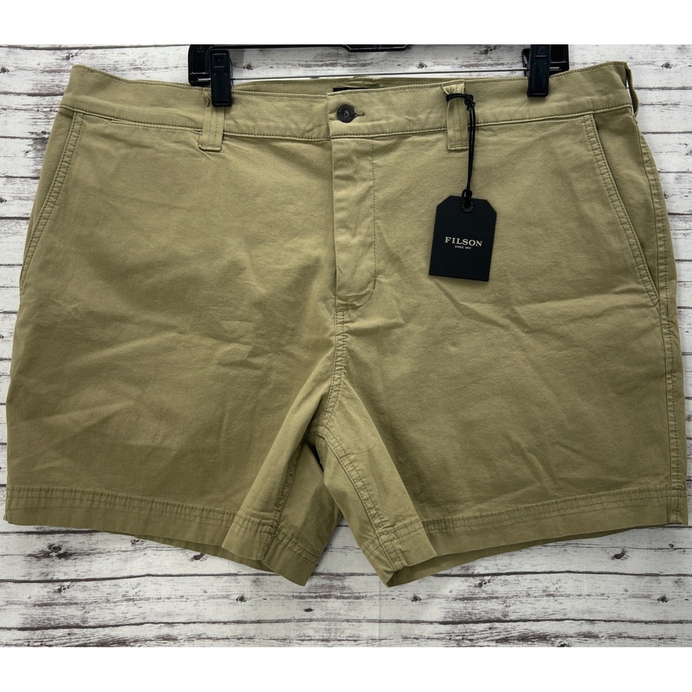 Filson Men’s Olive Cotton Blend Shorts - Picture 1 of 9
